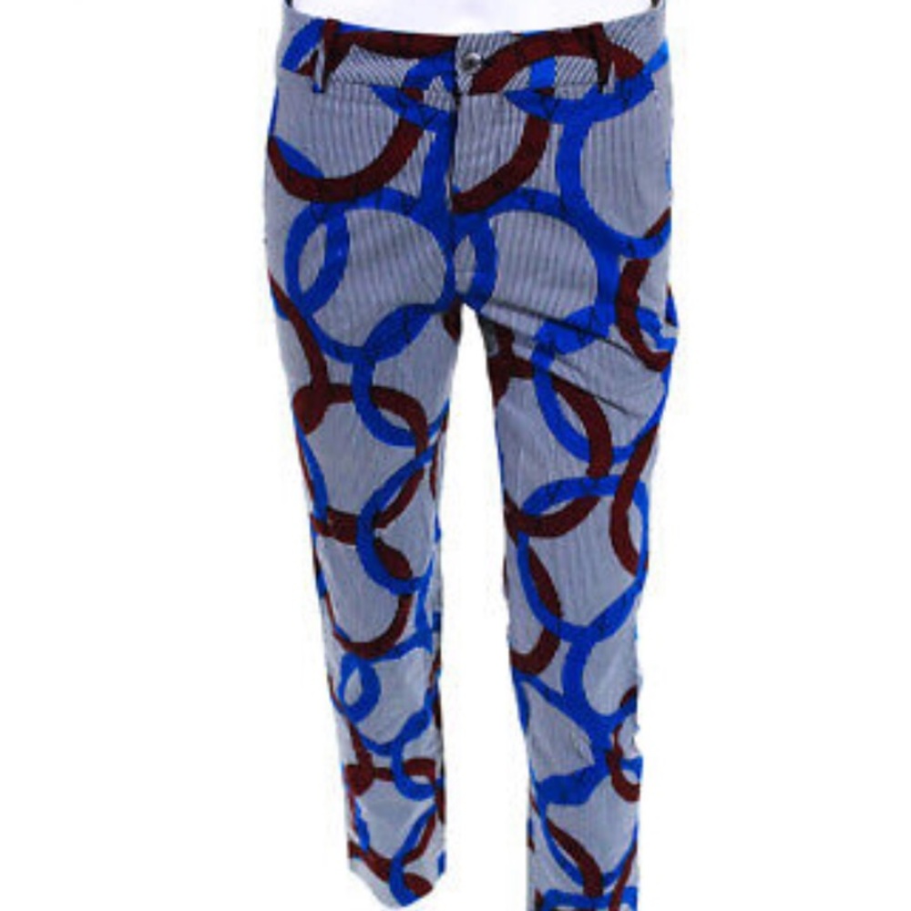 MAISON CHATEAU ROUGE sz M Vibrant printed 100% cotton trousers